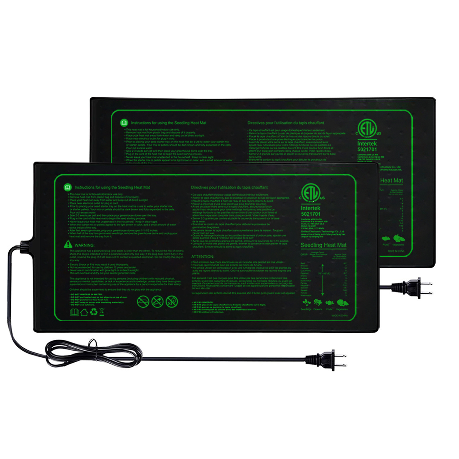 Seedling Heat Mat - اثنين من حزمة 20x10 بوصة الشتلات